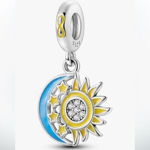 Sun, moon sterling silver charm fits all Pandora bracelets